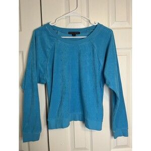 Boston Proper Terry Cloth Blue Crew Neck Women Small
